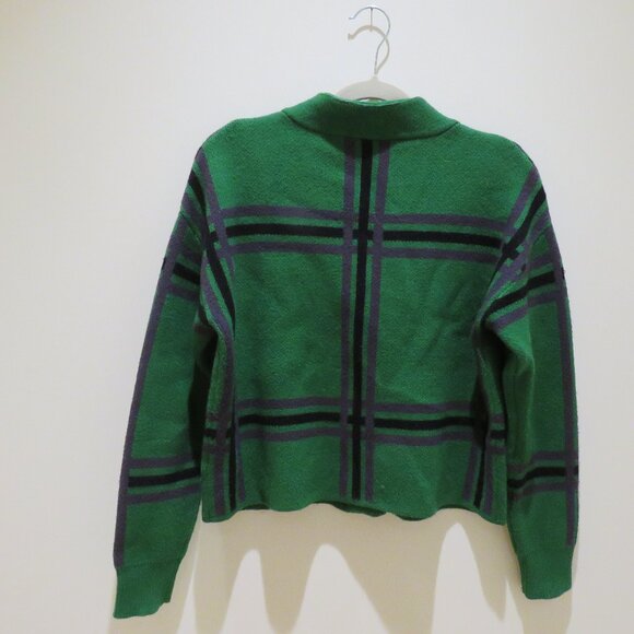 TULAROSA Bellair Cardigan Green Plaid XS Preppy Cropped Old Money - Picture 10 of 15
